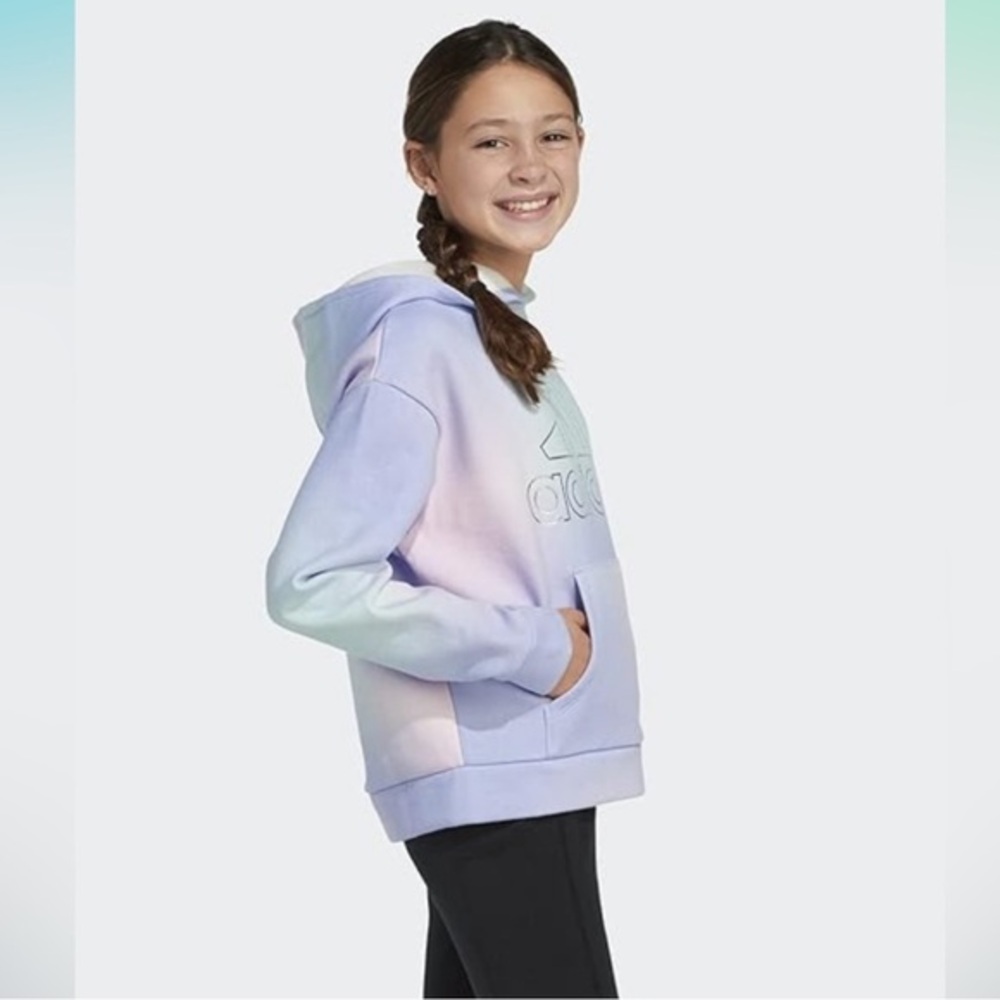 Adidas Girls XL (16) Purple Gradient Fleece‎ Hoodie - Picture 4 of 8